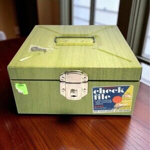 Vintage Ballonoff Green Metal Porta File Box Locking Organizer w Key Mid Century